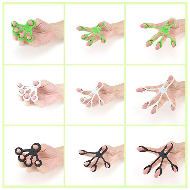 Finger Trainer Tenditore per dita in silicone Anello di tensione a cinque dita, 3 PCS Finger Trainer (Light Green (6.6LB)), 3 PCS Finger Trainer (Medium Green (8.8LB)), 3 PCS Finger Trainer (Dark Green (11LB))