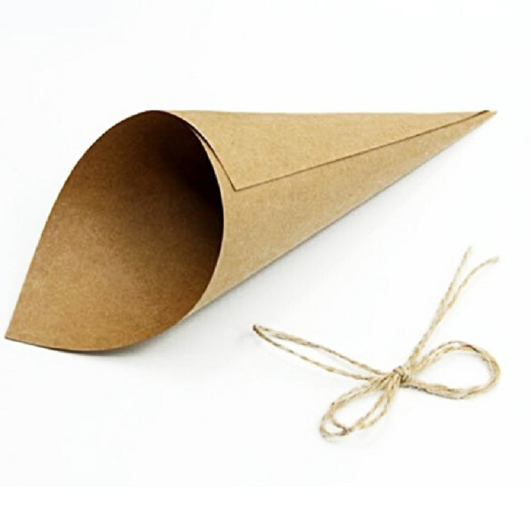 Confezione da 100 sacchetti di caramelle con bouquet di carta Kraft, confezione regalo per festa di nozze di Natale con spago, Bouquet Kraft Paper Cone