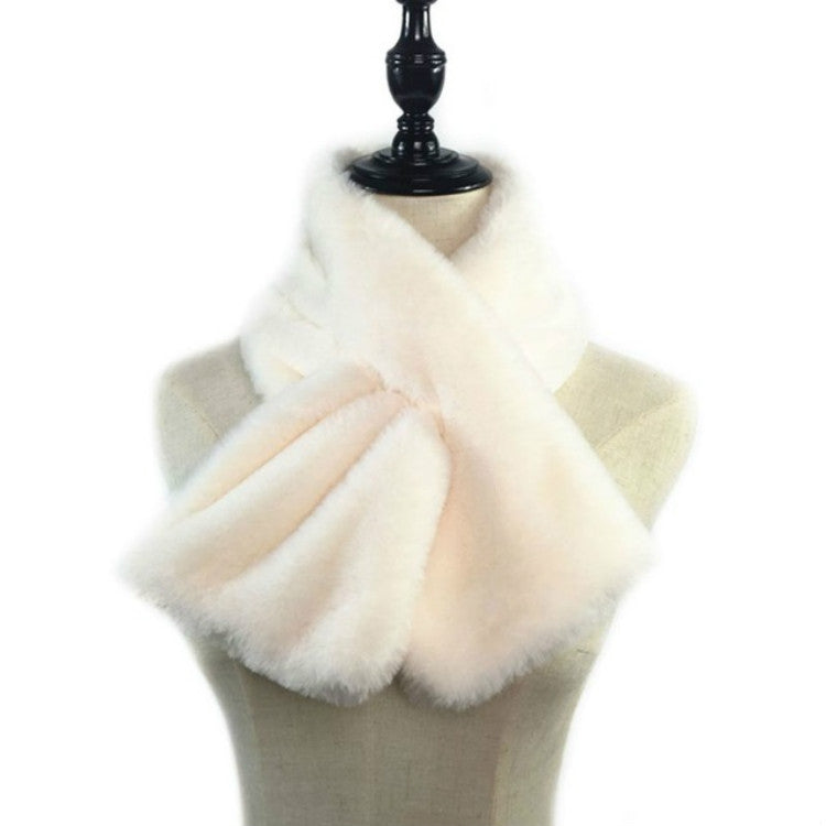 Sciarpa da donna invernale in peluche con pelliccia sintetica di coniglio, tinta unita, scaldacollo, 96 x 15cm