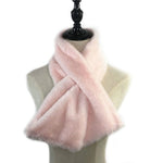 Sciarpa da donna invernale in peluche con pelliccia sintetica di coniglio, tinta unita, scaldacollo, 96 x 15cm