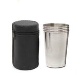 2 set da esterno mini bicchiere da vino in acciaio inossidabile piccolo escursionismo campeggio viaggio set di bicchieri portatili con custodia in pelle, Small 30ml Travel Portable Drinking Cup
