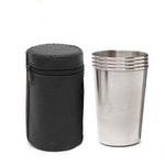 2 set da esterno mini bicchiere da vino in acciaio inossidabile piccolo escursionismo campeggio viaggio set di bicchieri portatili con custodia in pelle, Small 30ml Travel Portable Drinking Cup