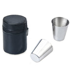 2 set da esterno mini bicchiere da vino in acciaio inossidabile piccolo escursionismo campeggio viaggio set di bicchieri portatili con custodia in pelle, Small 30ml Travel Portable Drinking Cup