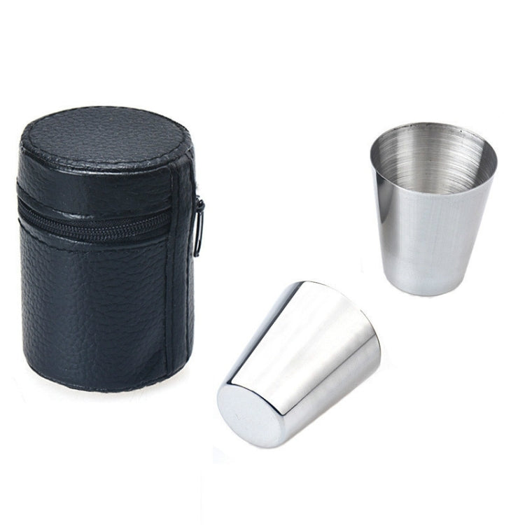 2 set da esterno mini bicchiere da vino in acciaio inossidabile piccolo escursionismo campeggio viaggio set di bicchieri portatili con custodia in pelle, Small 30ml Travel Portable Drinking Cup