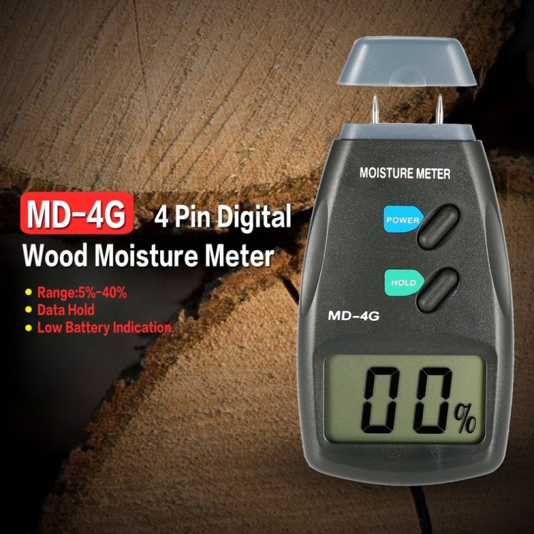 MD-4G Misuratore di umidità per legno a 4 pin Misuratori di umidità per cereali del suolo LCD digitali, MD-4G