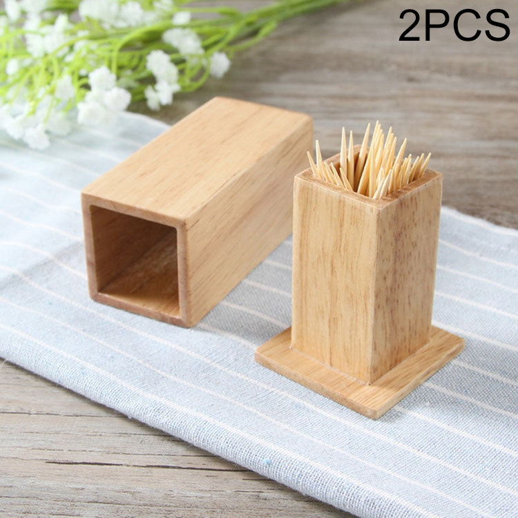 2 pezzi di scatola per stuzzicadenti in bambù naturale, quadrata, per ristorante, hotel, con coperchio, Bamboo Toothpick Box