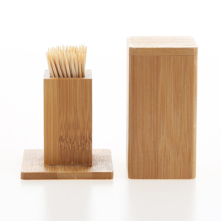 2 pezzi di scatola per stuzzicadenti in bambù naturale, quadrata, per ristorante, hotel, con coperchio, Bamboo Toothpick Box