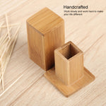 2 pezzi di scatola per stuzzicadenti in bambù naturale, quadrata, per ristorante, hotel, con coperchio, Bamboo Toothpick Box