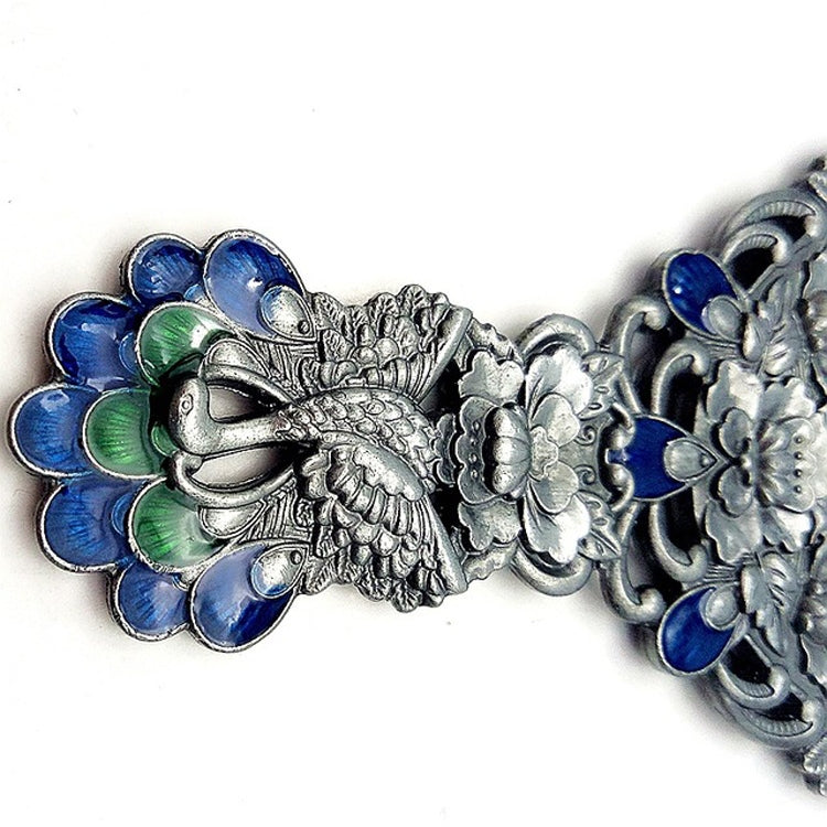Confezione regalo con specchio pavone con manico vintage, pettine, specchio per trucco portatile in due pezzi