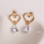 2 orecchini da donna con design a cuore in cristallo, moda elegante