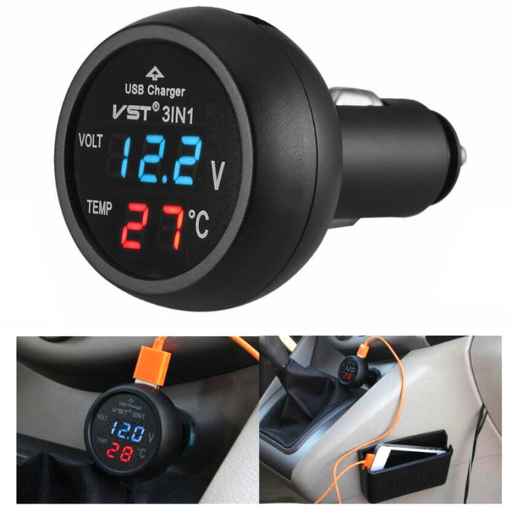 Accendisigari per auto con caricatore USB per auto 3 in 1 con display di rilevamento della tensione Tabella di monitoraggio multifunzione