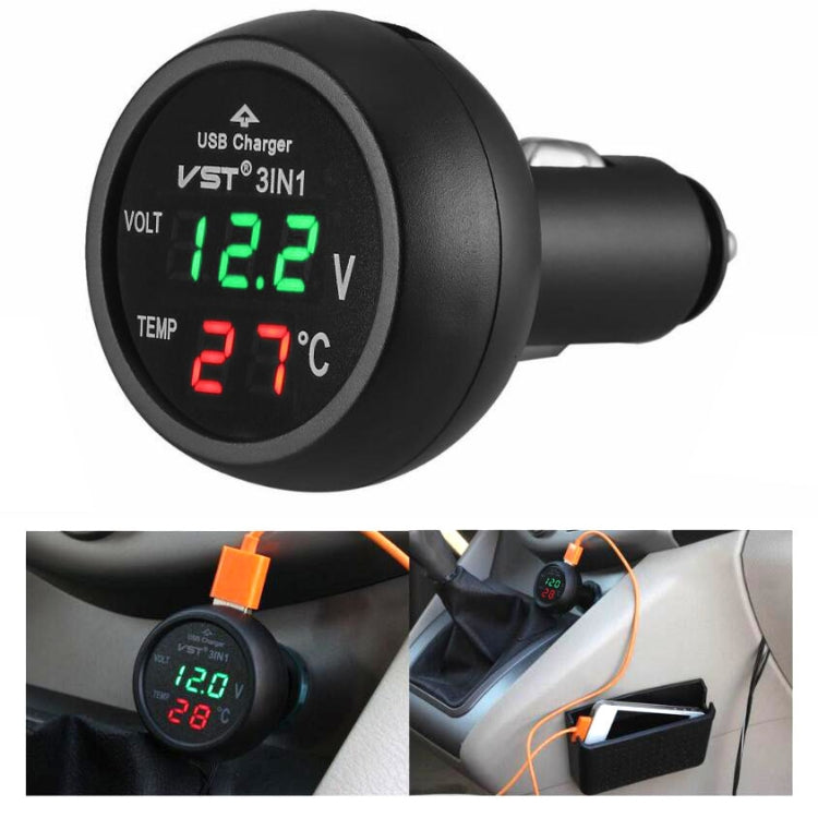 Accendisigari per auto con caricatore USB per auto 3 in 1 con display di rilevamento della tensione Tabella di monitoraggio multifunzione