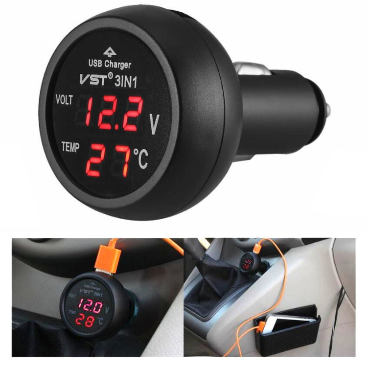 Accendisigari per auto con caricatore USB per auto 3 in 1 con display di rilevamento della tensione Tabella di monitoraggio multifunzione