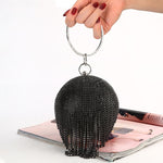 Borsa a tracolla da sposa con pochette in cristallo di metallo con nappa con diamanti, borsa da sera, borsa da sposa