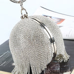 Borsa a tracolla da sposa con pochette in cristallo di metallo con nappa con diamanti, borsa da sera, borsa da sposa