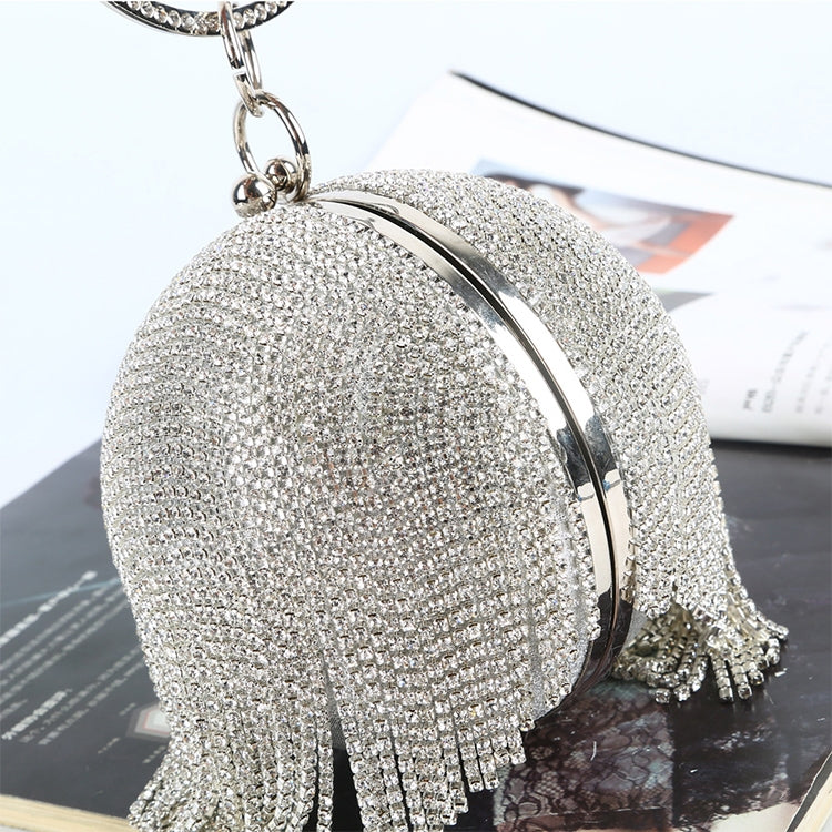 Borsa a tracolla da sposa con pochette in cristallo di metallo con nappa con diamanti, borsa da sera, borsa da sposa