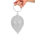 Borsa a tracolla da sposa con pochette in cristallo di metallo con nappa con diamanti, borsa da sera, borsa da sposa