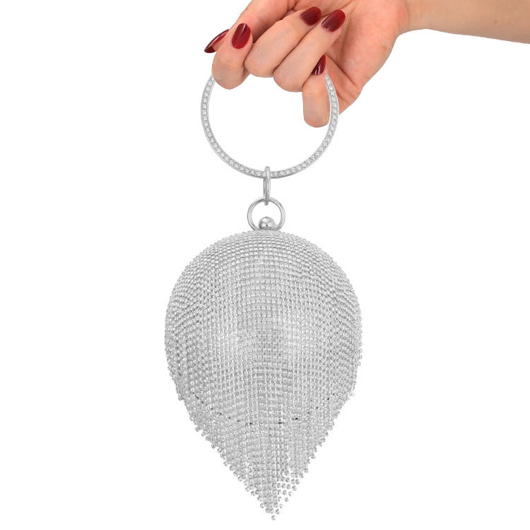 Borsa a tracolla da sposa con pochette in cristallo di metallo con nappa con diamanti, borsa da sera, borsa da sposa