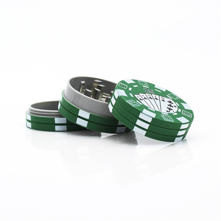 Frantoio per sigarette piccolo chip poker in lega di zinco smerigliatrice in metallo a 3 strati consegna casuale di colori, Small Grinder