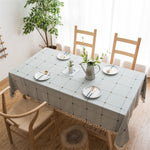 Tovaglia ricamata a reticolo quadrato Tappetino da caffè rettangolare in nappa di cotone di puro colore, 140x200cm, 140x220cm, 140x240cm, 140x260cm