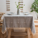 Tovaglia ricamata a reticolo quadrato Tappetino da caffè rettangolare in nappa di cotone di puro colore, 140x300cm