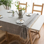 Tovaglia ricamata a reticolo quadrato Tappetino da caffè rettangolare in nappa di cotone di puro colore, 140x300cm
