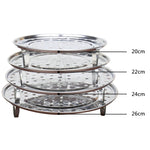 Vassoio per cottura a vapore con ripiano impermeabile multifunzionale da 3 pezzi. Griglia per griglia per cottura a vapore in acciaio inossidabile, 20cm, 22cm, 24cm, 26cm