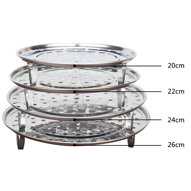 Vassoio per cottura a vapore con ripiano impermeabile multifunzionale da 3 pezzi. Griglia per griglia per cottura a vapore in acciaio inossidabile, 20cm, 22cm, 24cm, 26cm