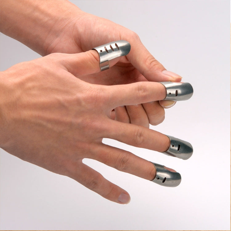 4 pezzi/set regolabile in acciaio inossidabile protezione per le dita protezione per le dita coltello fetta tritare strumenti di cottura sicuri, 4 PCS / Set Finger Protector