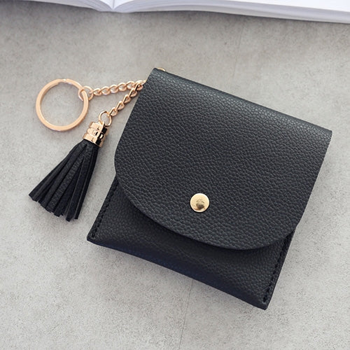 Portafoglio da donna alla moda in pelle corta Mini porta carte d'identità casual Borse da donna Pochette con moneta Borsa con nappa
