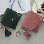 Portafoglio da donna alla moda in pelle corta Mini porta carte d'identità casual Borse da donna Pochette con moneta Borsa con nappa