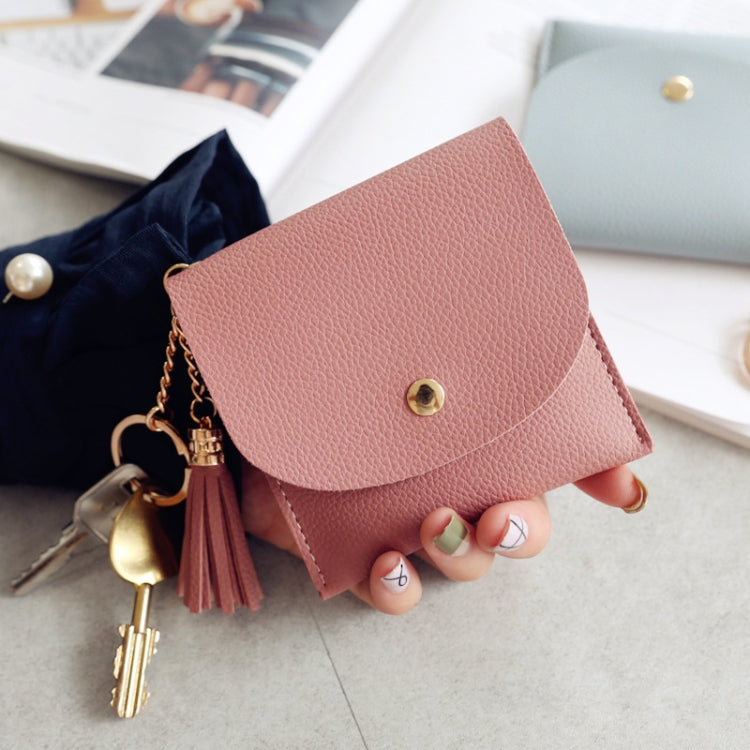 Portafoglio da donna alla moda in pelle corta Mini porta carte d'identità casual Borse da donna Pochette con moneta Borsa con nappa