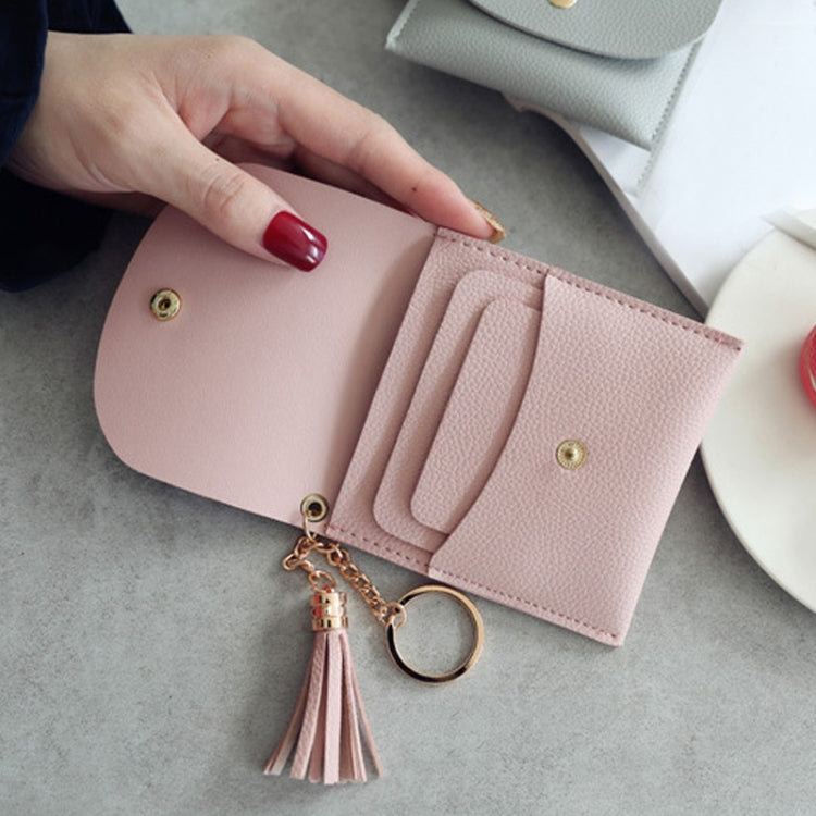 Portafoglio da donna alla moda in pelle corta Mini porta carte d'identità casual Borse da donna Pochette con moneta Borsa con nappa