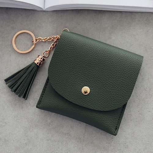 Portafoglio da donna alla moda in pelle corta Mini porta carte d'identità casual Borse da donna Pochette con moneta Borsa con nappa