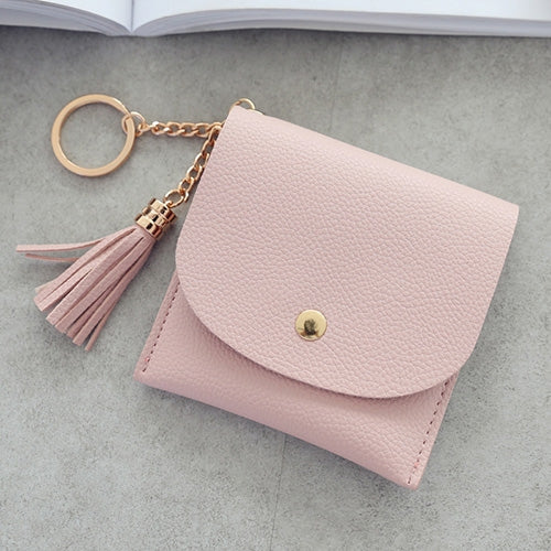 Portafoglio da donna alla moda in pelle corta Mini porta carte d'identità casual Borse da donna Pochette con moneta Borsa con nappa