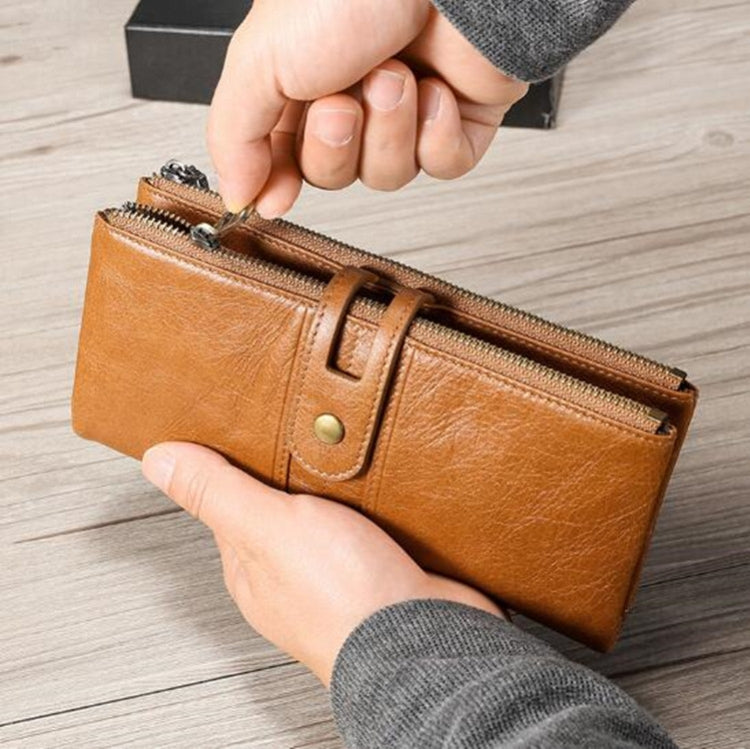 Pochette multifunzionale con portafoglio lungo da donna in vera pelle, porta carte antifurto