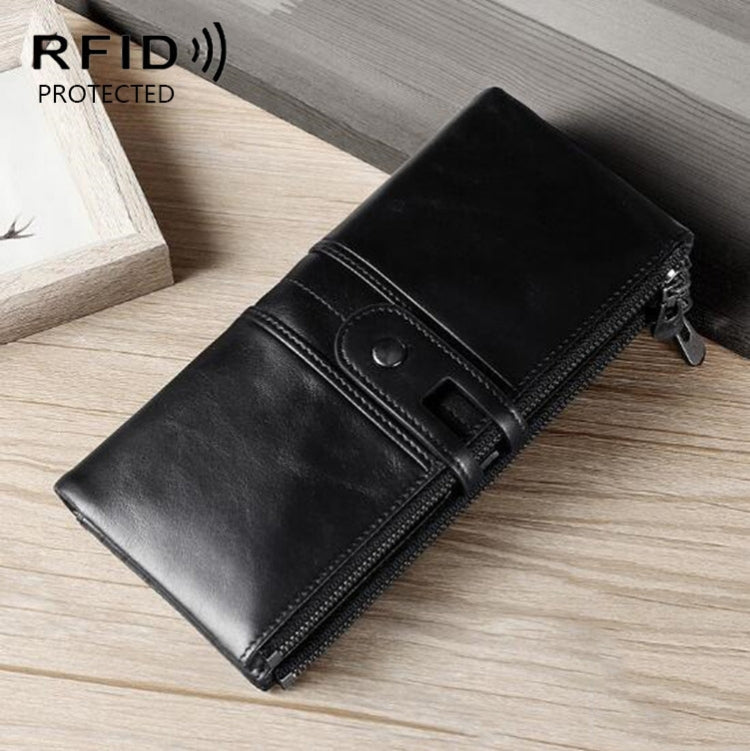 Pochette multifunzionale con portafoglio lungo da donna in vera pelle, porta carte antifurto