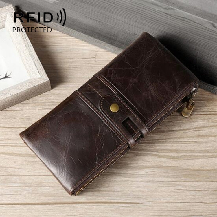 Pochette multifunzionale con portafoglio lungo da donna in vera pelle, porta carte antifurto