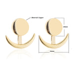 Orecchini a bottone rotondi geometrici alla moda con luna crescente alla moda per le donne, Gold, Silver