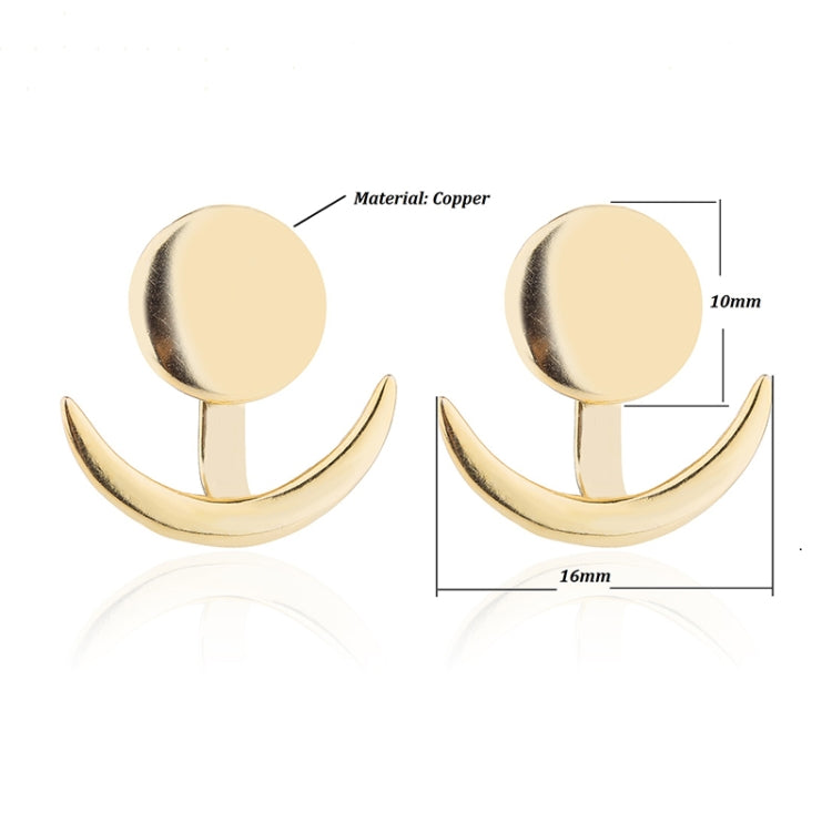 Orecchini a bottone rotondi geometrici alla moda con luna crescente alla moda per le donne, Gold, Silver