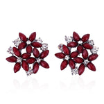 Orecchini a forma di fiore con strass zircone alla moda per gioielli da donna, blue, red, black