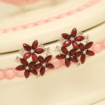 Orecchini a forma di fiore con strass zircone alla moda per gioielli da donna, blue, red, black