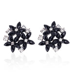 Orecchini a forma di fiore con strass zircone alla moda per gioielli da donna, blue, red, black