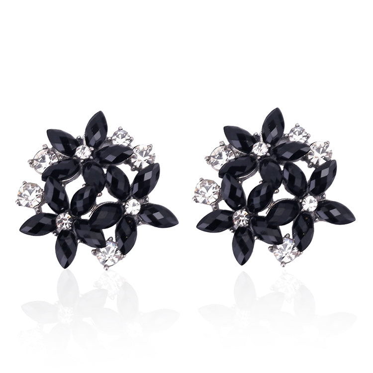 Orecchini a forma di fiore con strass zircone alla moda per gioielli da donna, blue, red, black