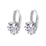Orecchini con pietra di zirconi cubici in vero argento sterling 925 a forma di cuore carino, Gold with white Zirconia, Platinum with white Zirconia, Platinum with Pink Zirconia, Platinum with Purple Zirconia, Platinum with Light blue Zirconia          ...