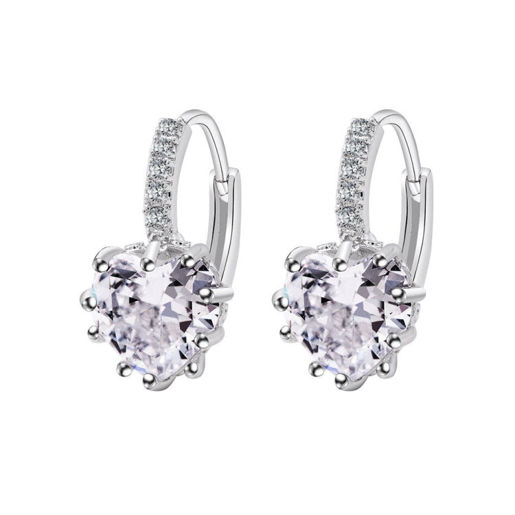Orecchini con pietra di zirconi cubici in vero argento sterling 925 a forma di cuore carino, Gold with white Zirconia, Platinum with white Zirconia, Platinum with Pink Zirconia, Platinum with Purple Zirconia, Platinum with Light blue Zirconia          ...