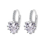 Orecchini con pietra di zirconi cubici in vero argento sterling 925 a forma di cuore carino, Gold with white Zirconia, Platinum with white Zirconia, Platinum with Pink Zirconia, Platinum with Purple Zirconia, Platinum with Light blue Zirconia          ...