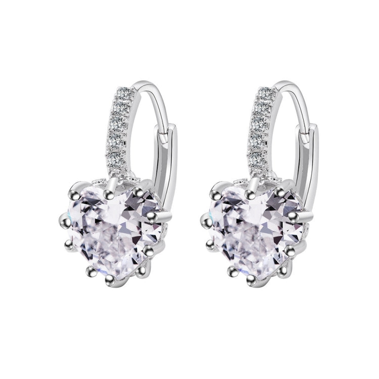 Orecchini con pietra di zirconi cubici in vero argento sterling 925 a forma di cuore carino, Gold with white Zirconia, Platinum with white Zirconia, Platinum with Pink Zirconia, Platinum with Purple Zirconia, Platinum with Light blue Zirconia          ...