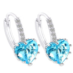 Orecchini con pietra di zirconi cubici in vero argento sterling 925 a forma di cuore carino, Gold with white Zirconia, Platinum with white Zirconia, Platinum with Pink Zirconia, Platinum with Purple Zirconia, Platinum with Light blue Zirconia          ...