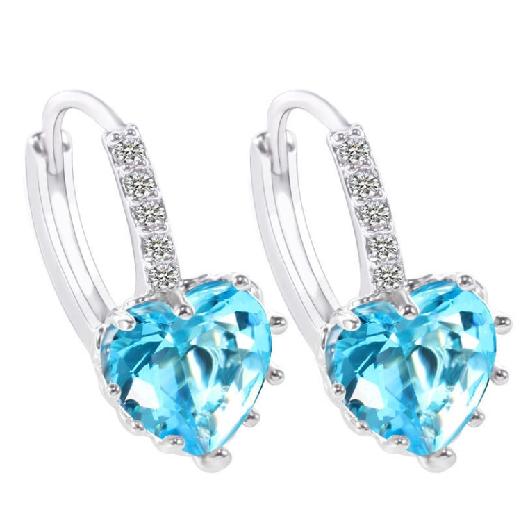 Orecchini con pietra di zirconi cubici in vero argento sterling 925 a forma di cuore carino, Gold with white Zirconia, Platinum with white Zirconia, Platinum with Pink Zirconia, Platinum with Purple Zirconia, Platinum with Light blue Zirconia          ...